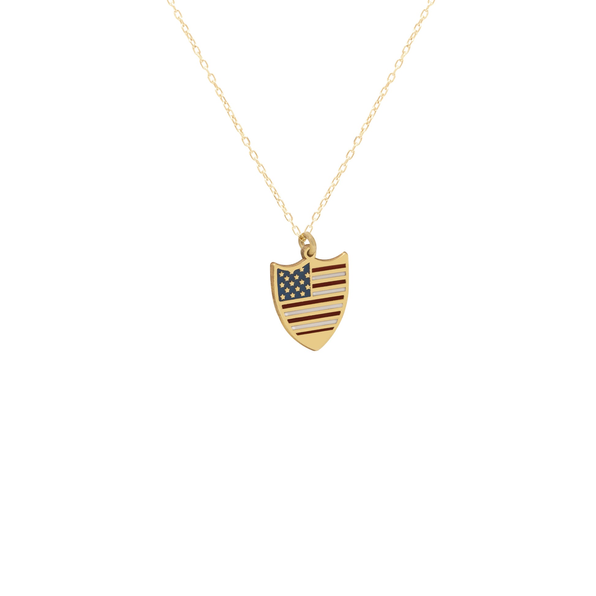 925 Sterling Silver Enamel America Flag Logo Necklace