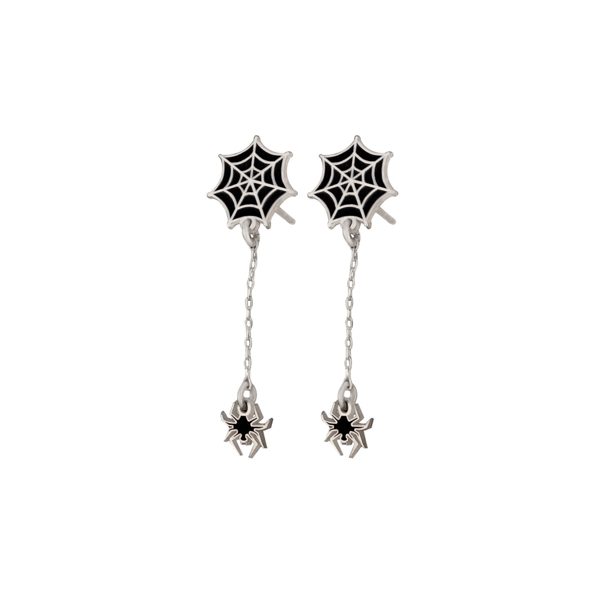 Enamel Spider Web Dangle and Drop Earrings - Halloween Earrings