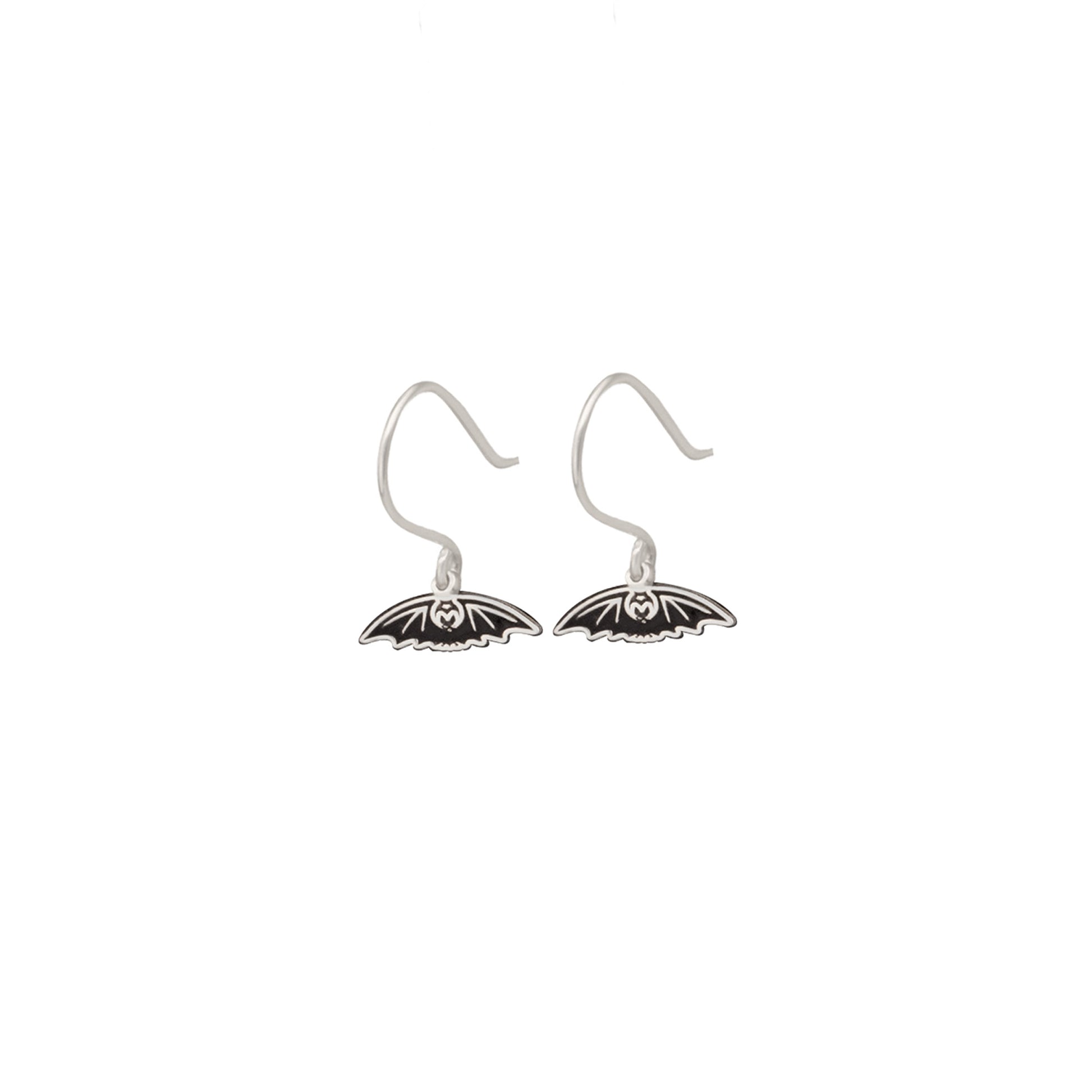 Dangle and Threader Tiny Black Bat Earring - Halloween Gift