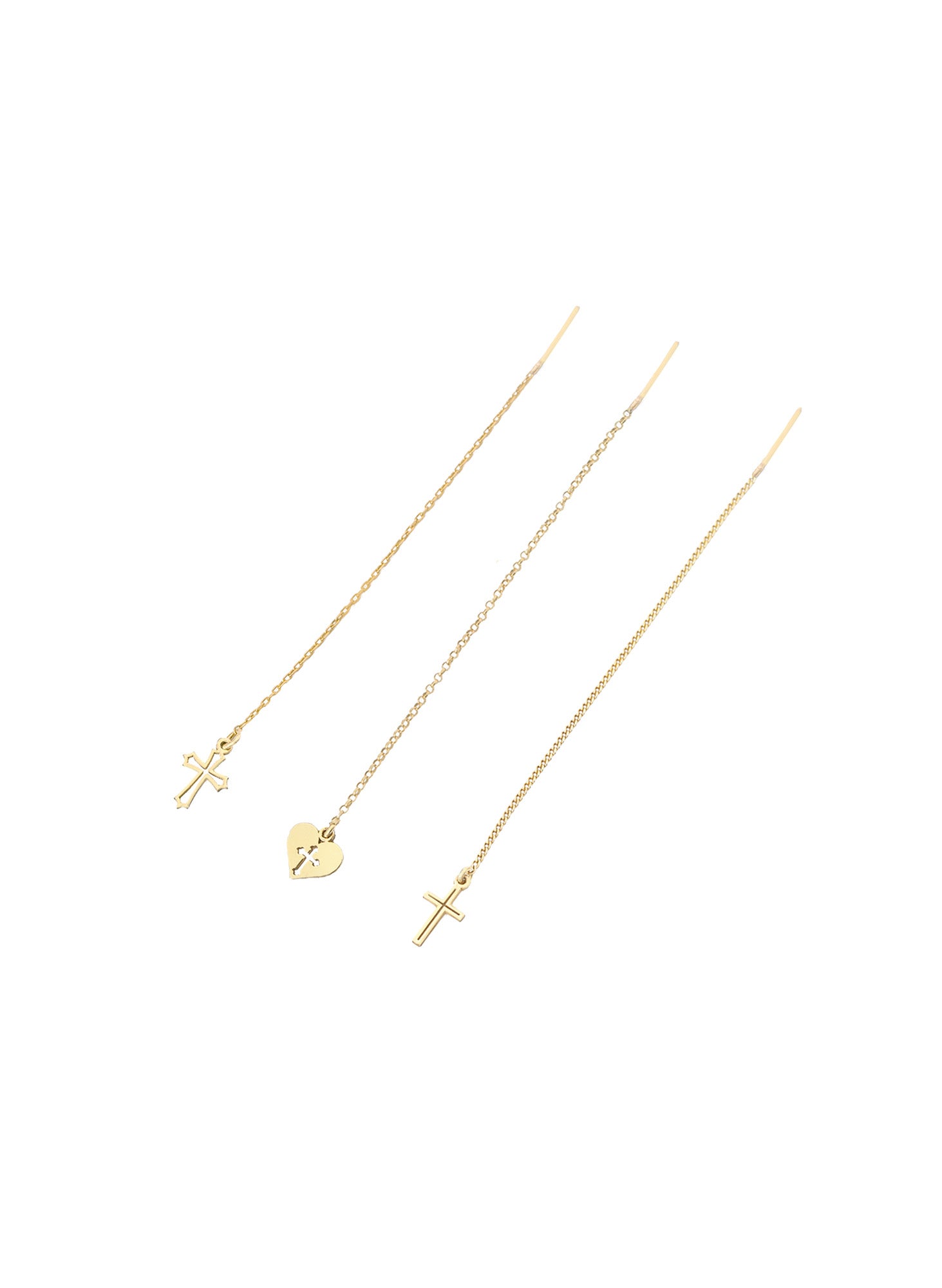 925 Sterling Silver Threader Cross Earring