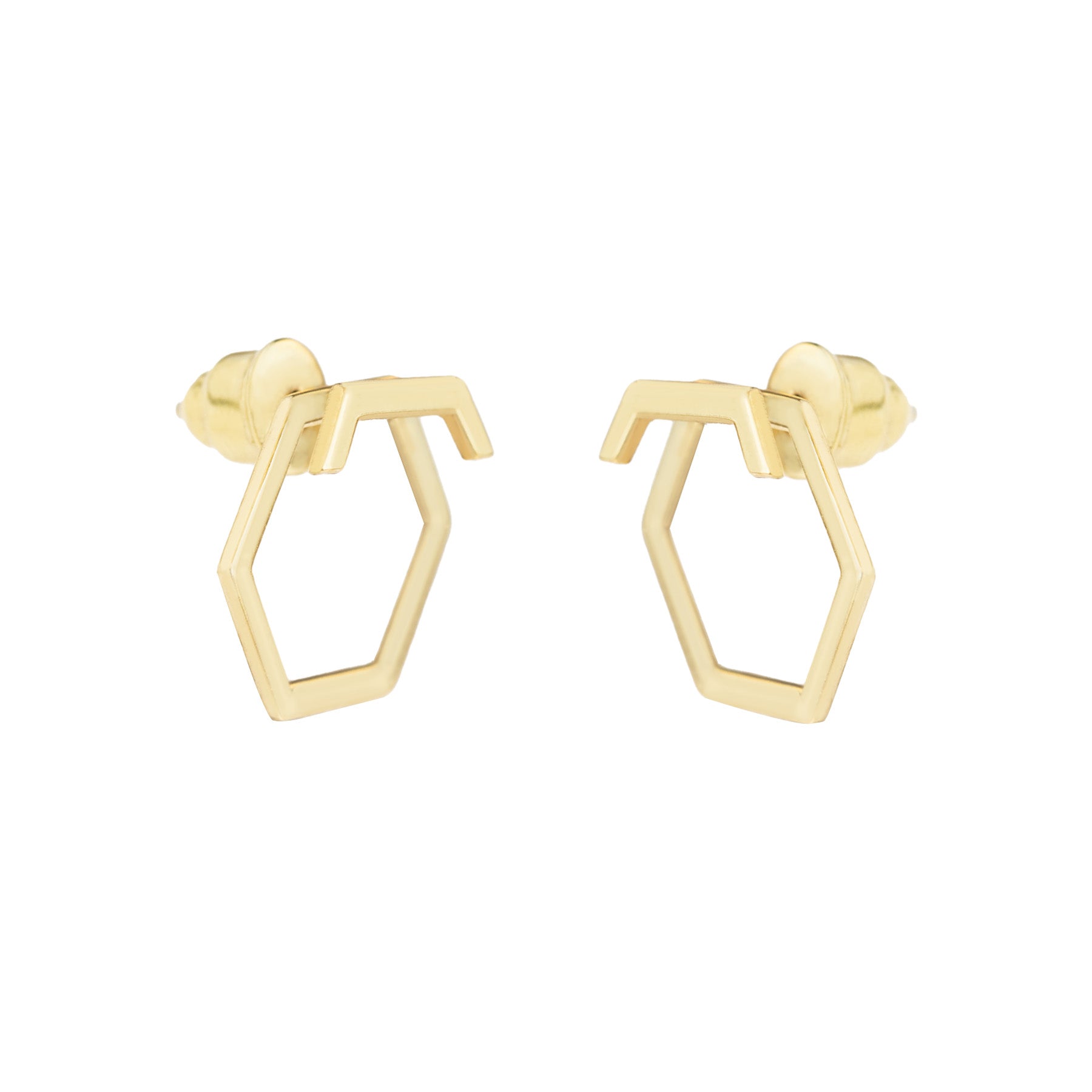 925 Sterling Silver Hexagon Ear Jacket Earrings
