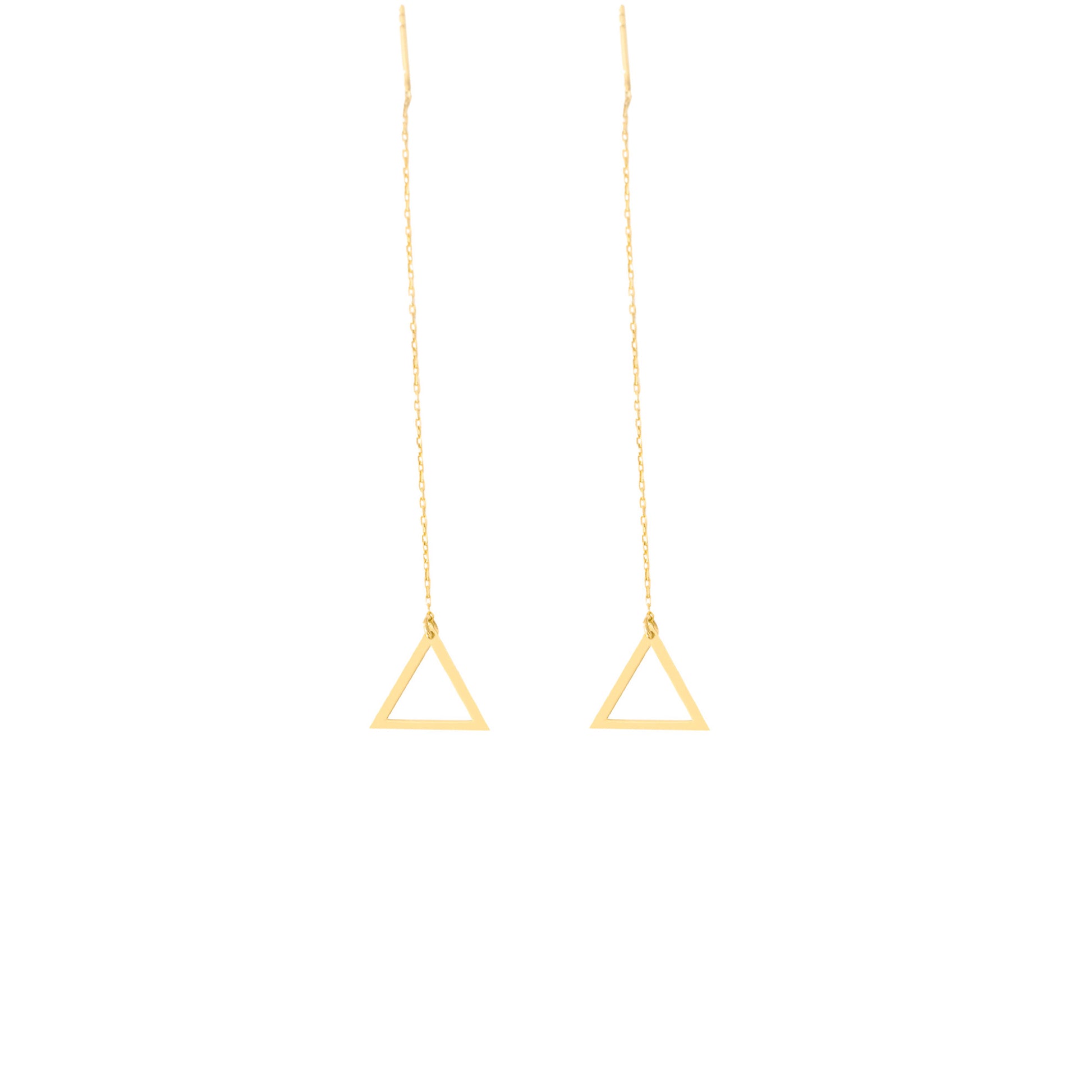 925 Sterling Silver Threader Triangle Chain Earrings