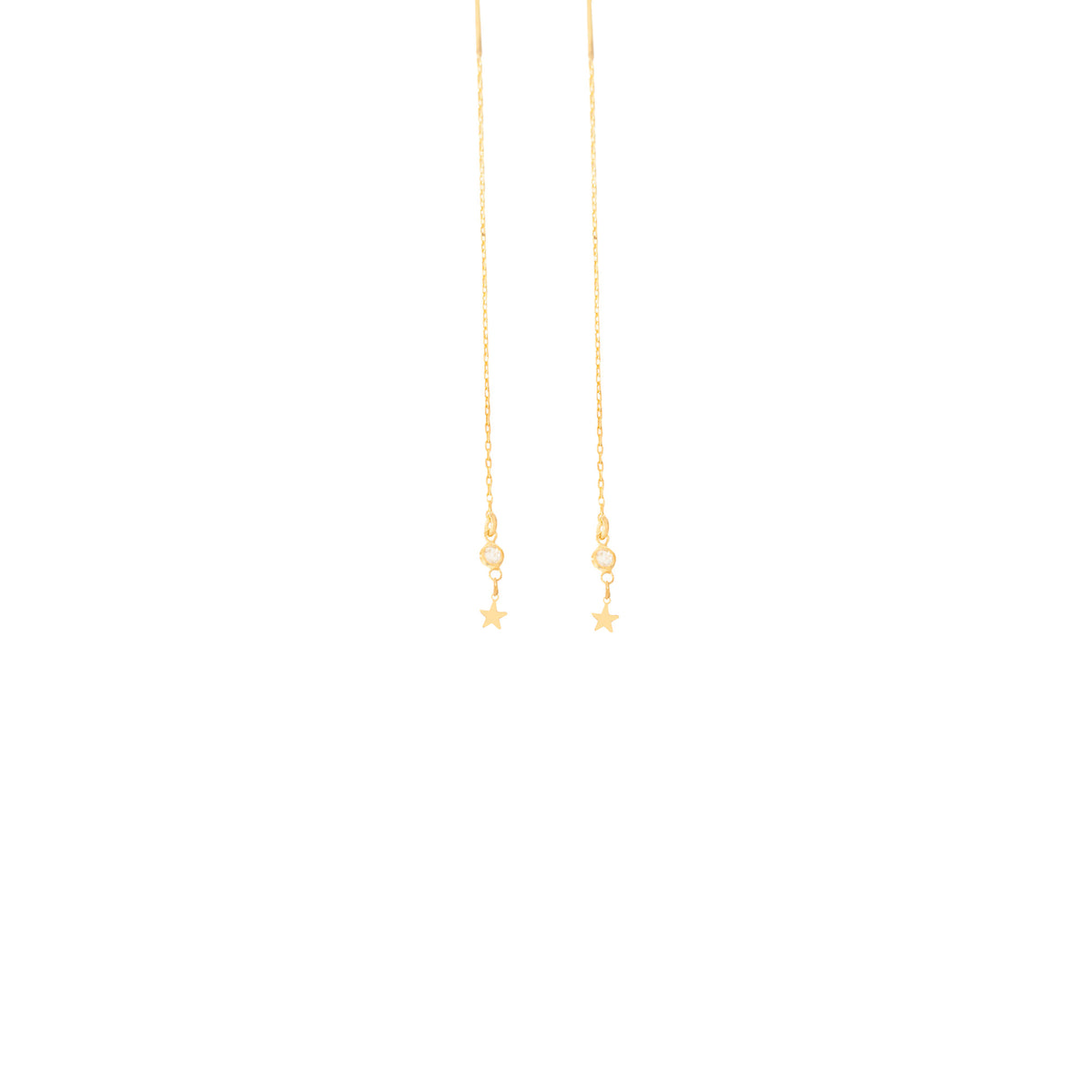 925 Sterling Silver Tiny Star Diamond Threader Earrings