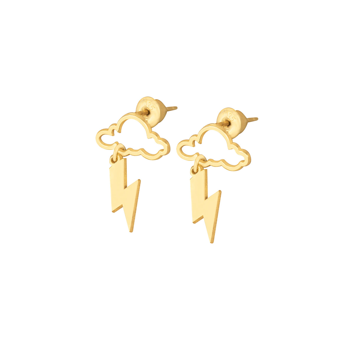 925 Sterling Silver Cloud and Lightning Dangle Earrings