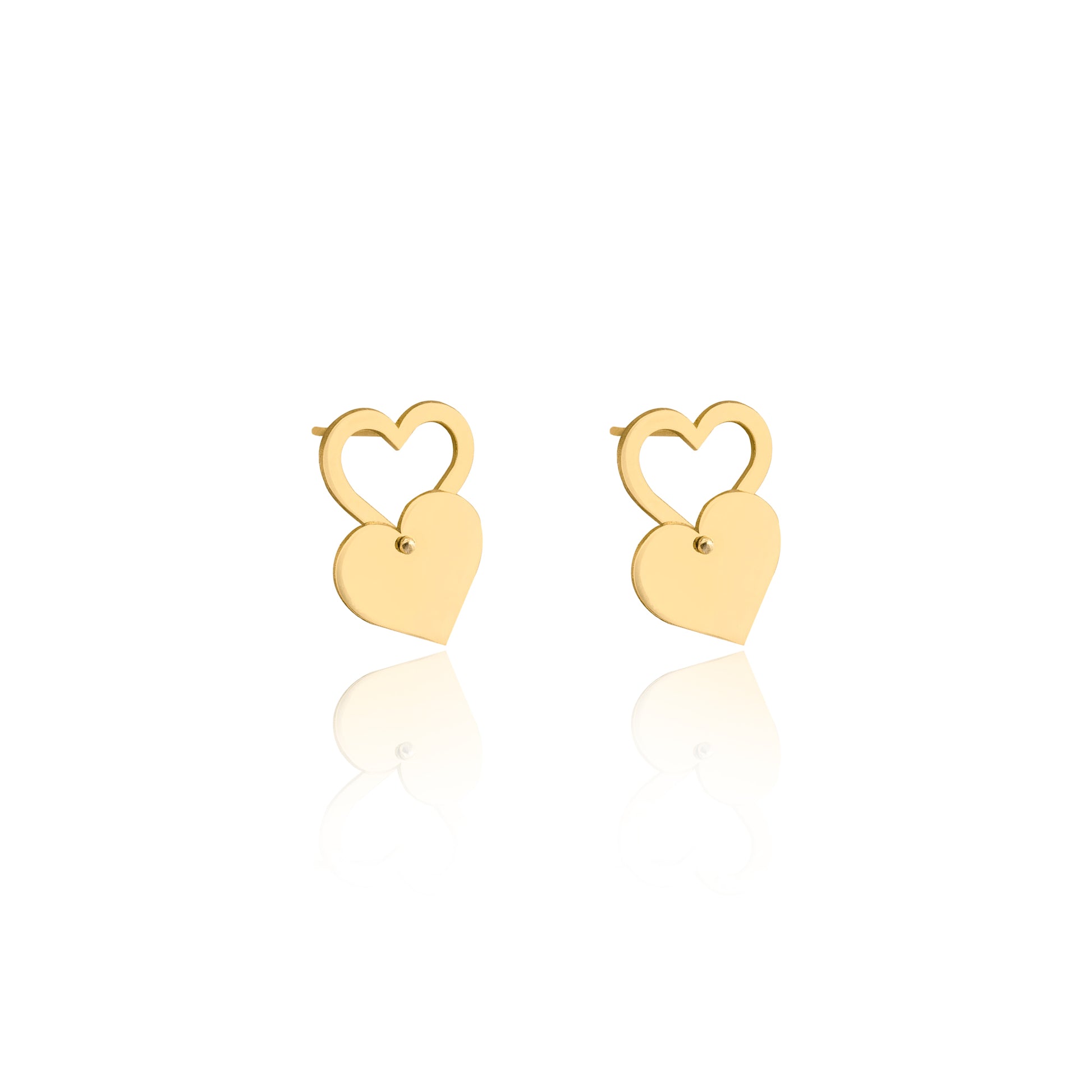 925 Sterling Silver Double Heart Drop Earrings