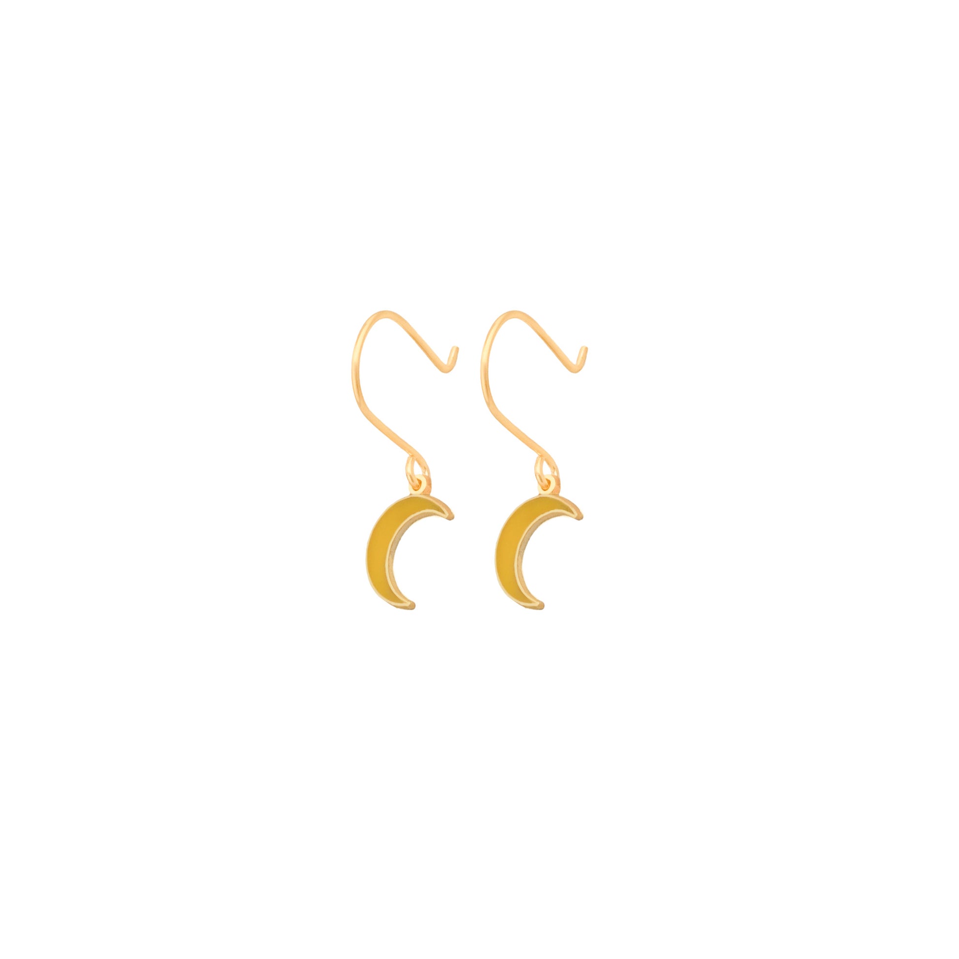 Enamel Dainty Moon Earring - Valentine's Day Gift - Crescent Moon - Yellow Moon Earrings - Minimalist Earring - Celestial Jewelry