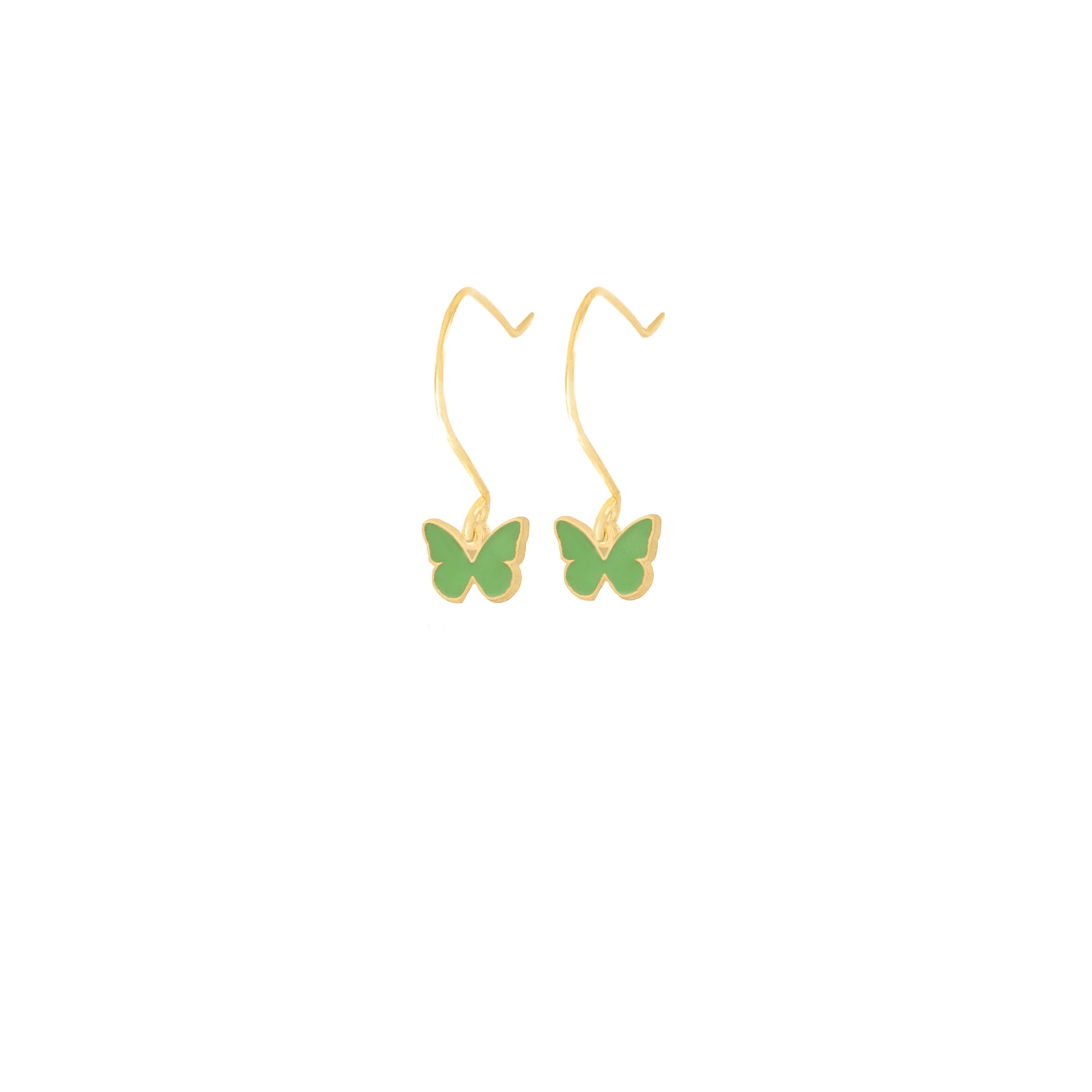 925 Sterling Silver Green Enamel Butterfly Earrings