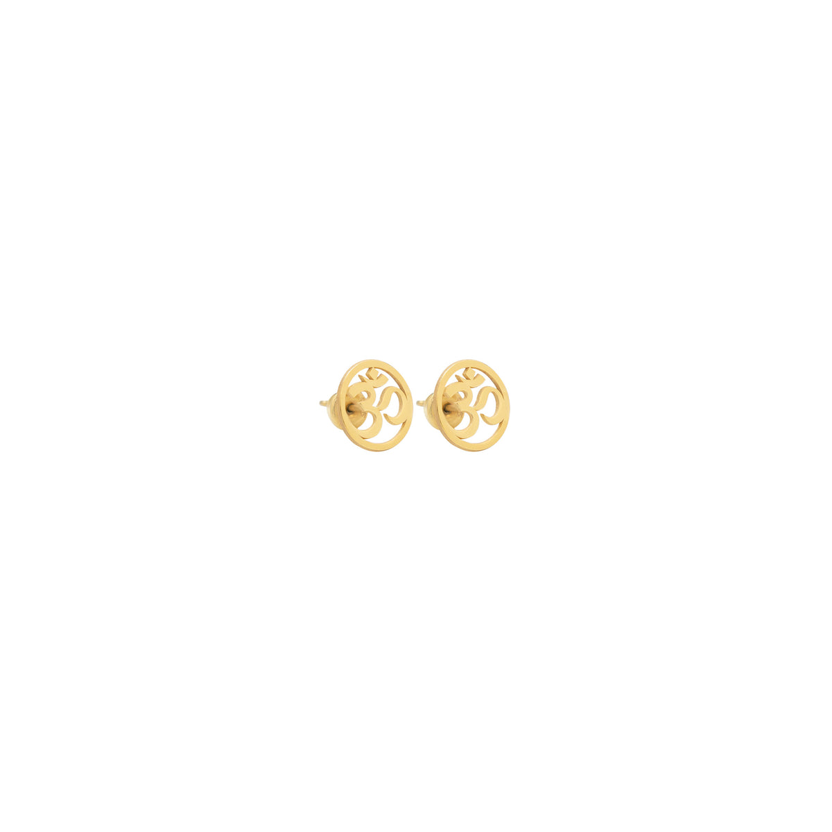 925 Sterling Silver Round Om Earrings