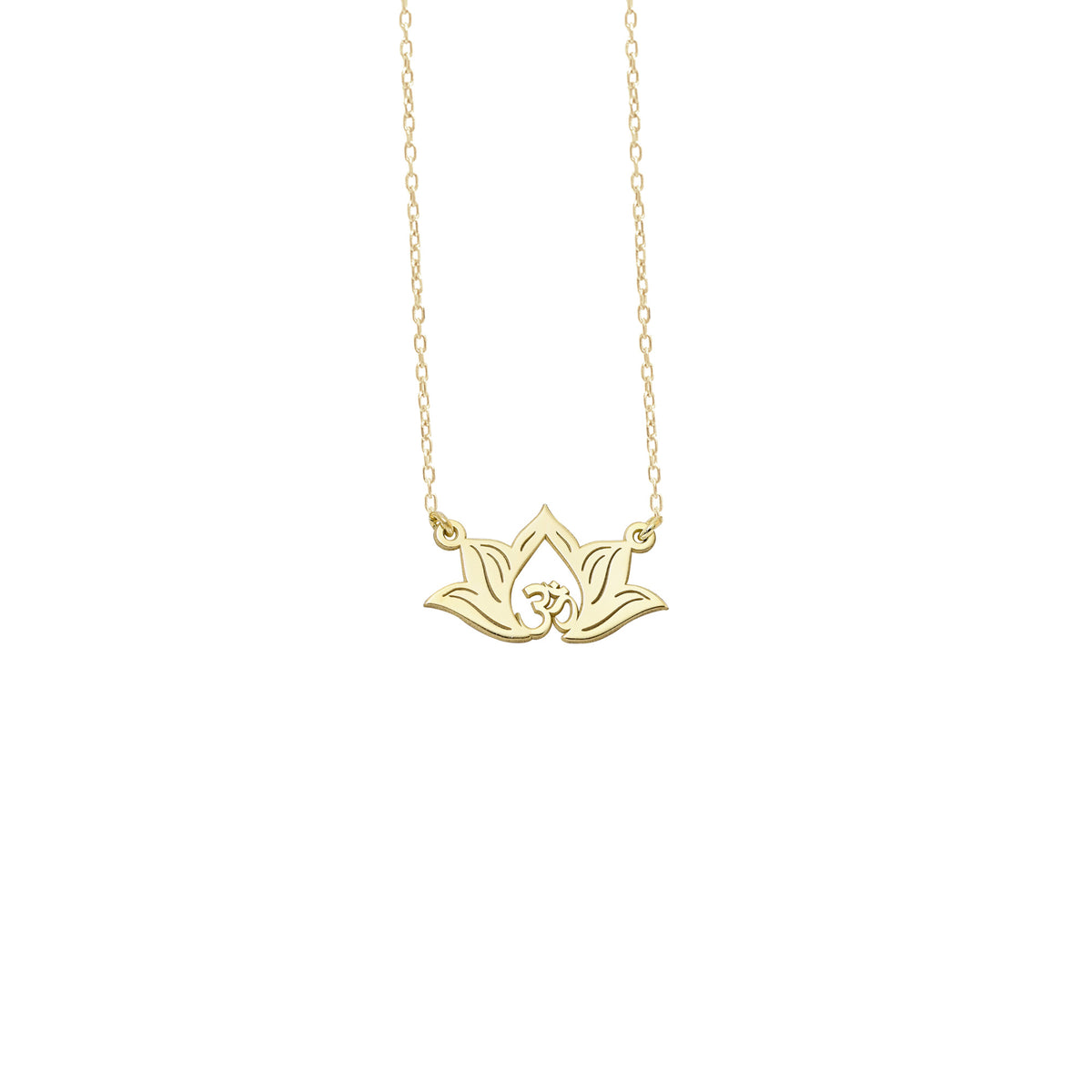 925 Sterling Silver Lotus Flower Necklace with Aum Symbol Necklace