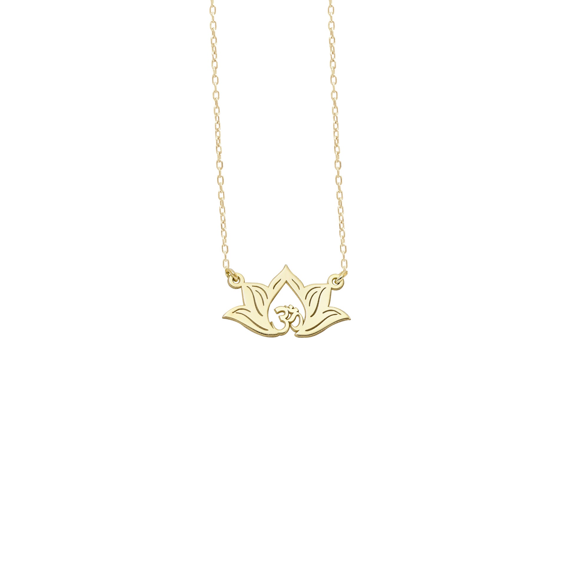 925 Sterling Silver Lotus Flower Necklace with Aum Symbol Necklace
