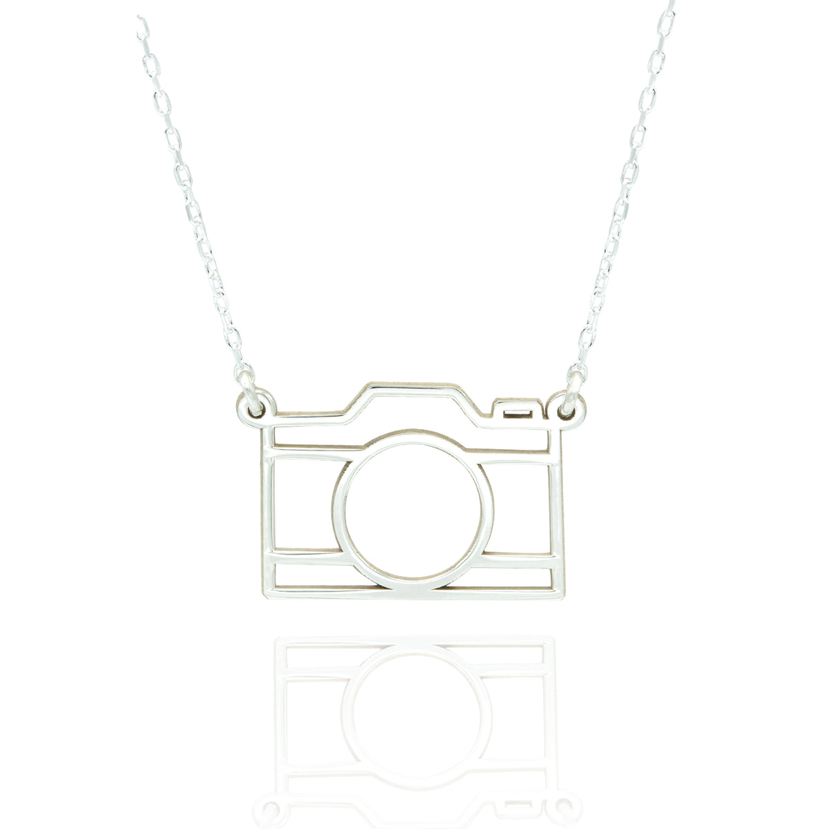 925 Sterling Silver Origami Camera Necklace