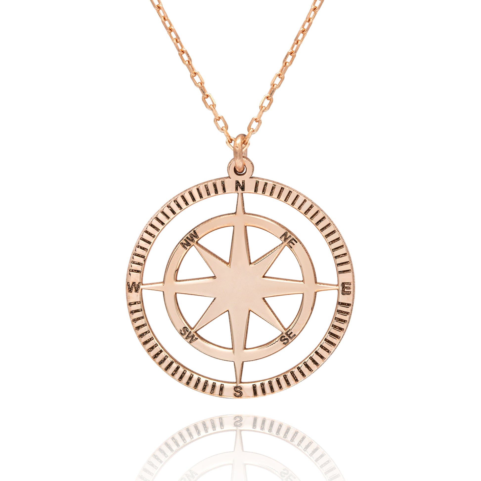 925 Sterling Silver Compass Necklace