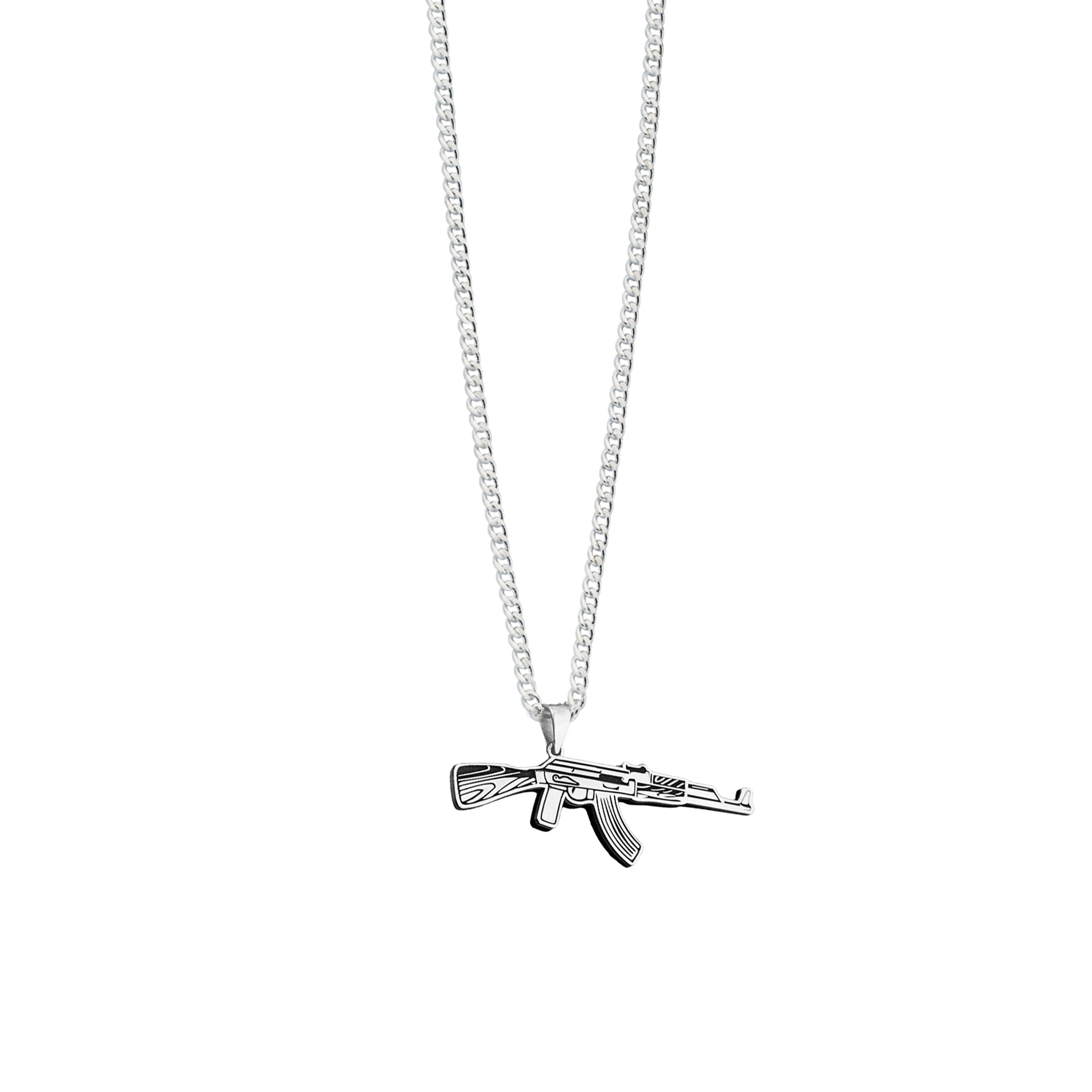 925 Sterling Silver Submachine Gun Necklace