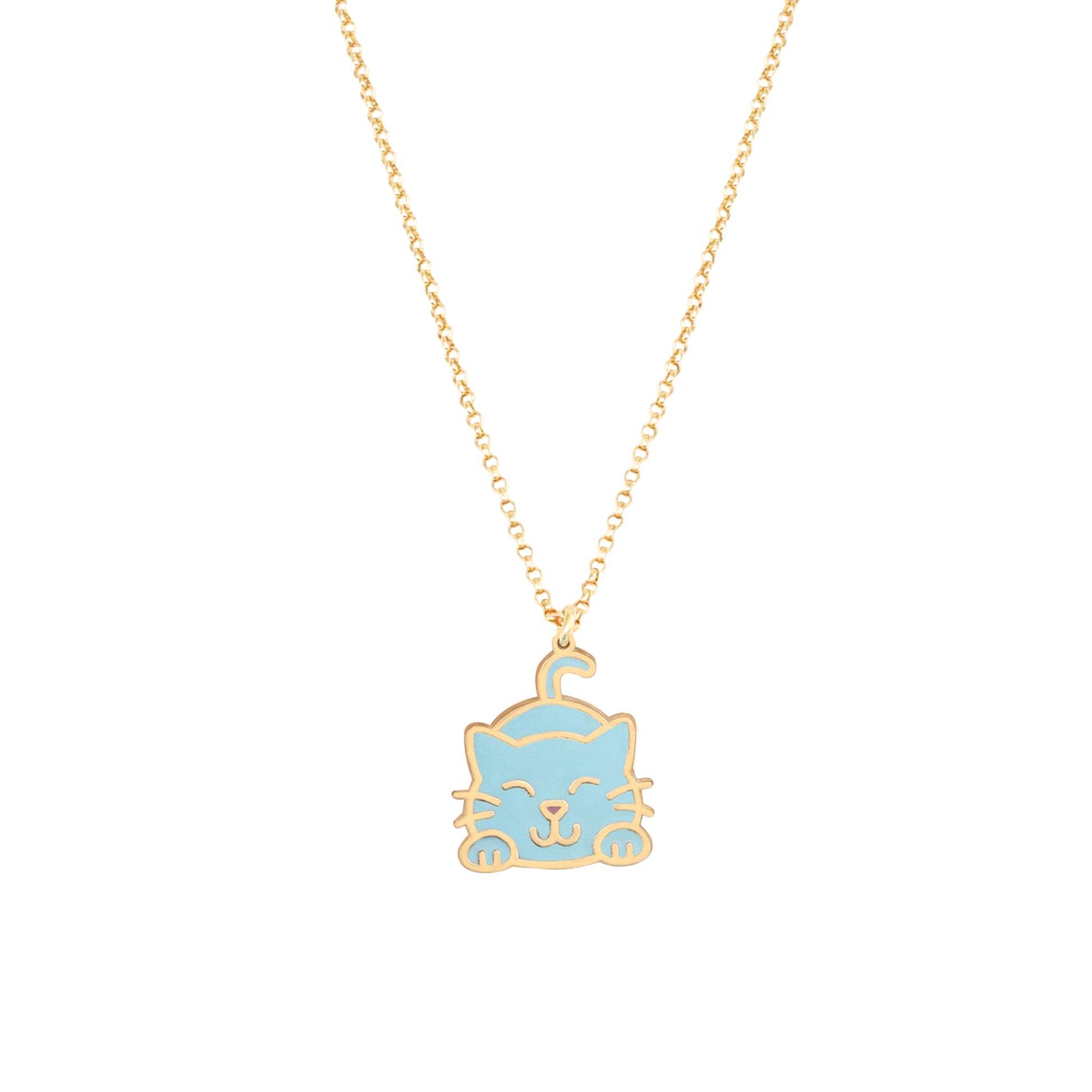925 Sterling Silver Enamel Cat Necklace