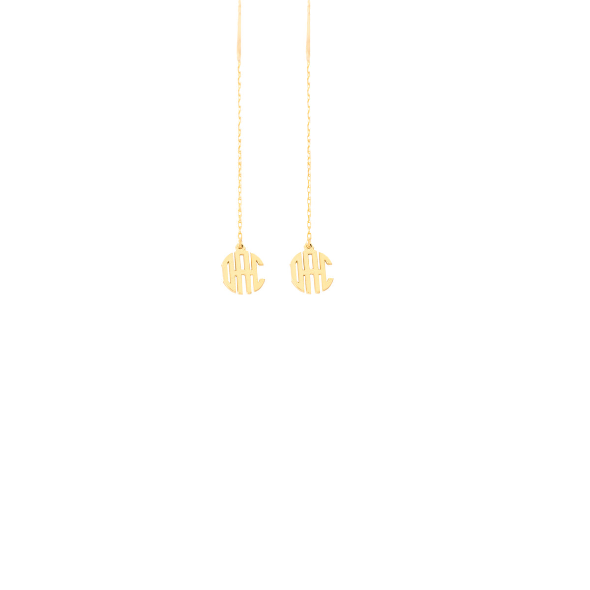 925 Sterling Silver Threader Monogram Earrings