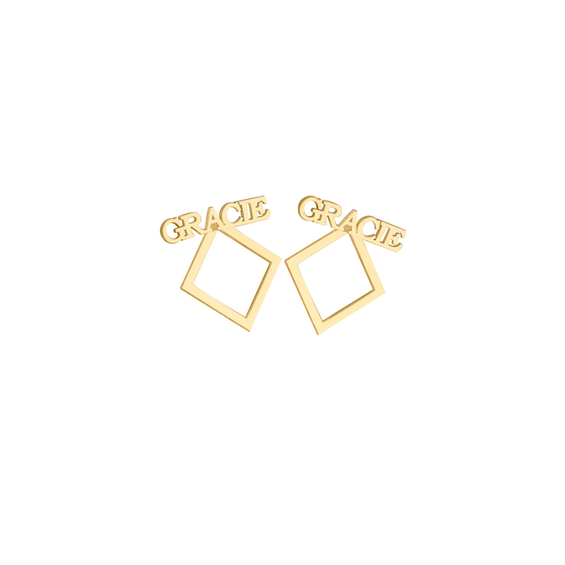 925 Sterling Silver Square Ear Jacket Name Earring