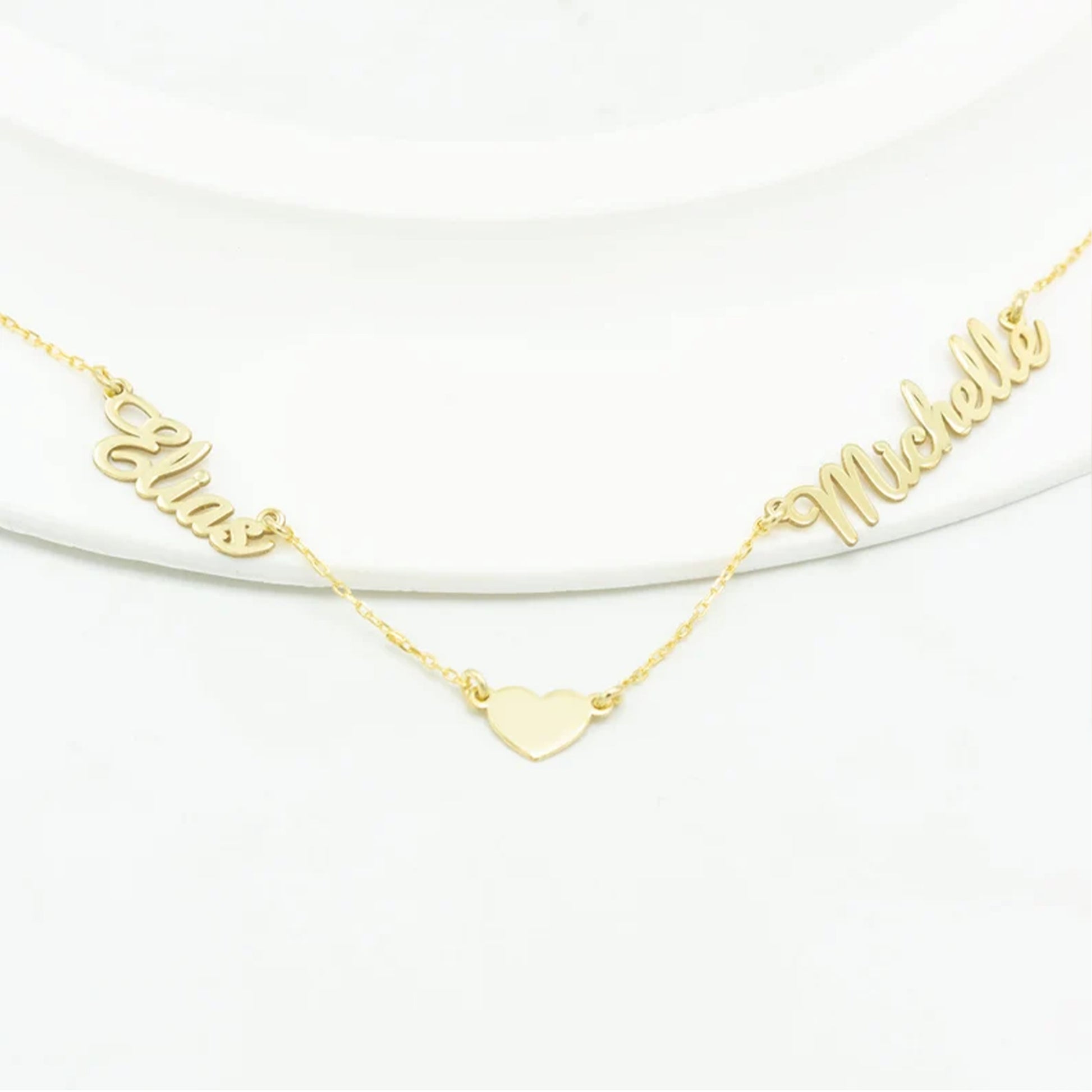 925 Sterling Silver Personalized Multiple Name Necklace with Heart