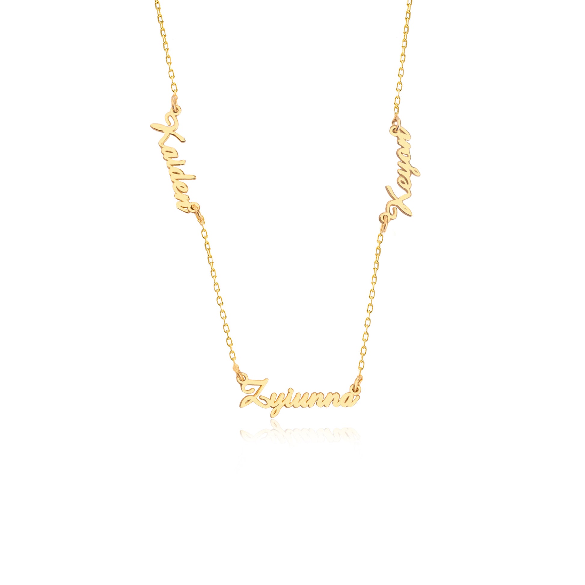 925 Sterling Silver Personalized Multiple Name Necklace with Heart