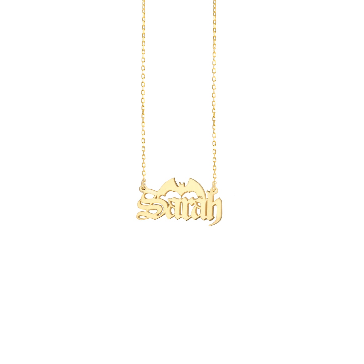925 Sterling Silver Personalized Bat Custom Name Necklace - Halloween Jewelry