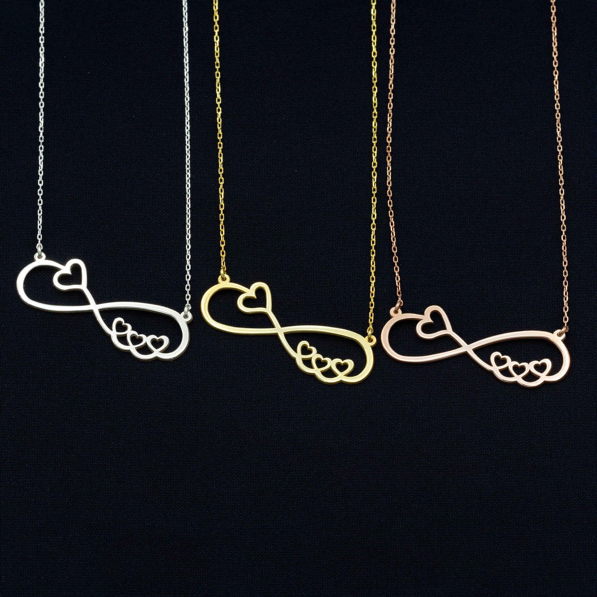 925 Sterling Silver Infinity Necklace with Hearts