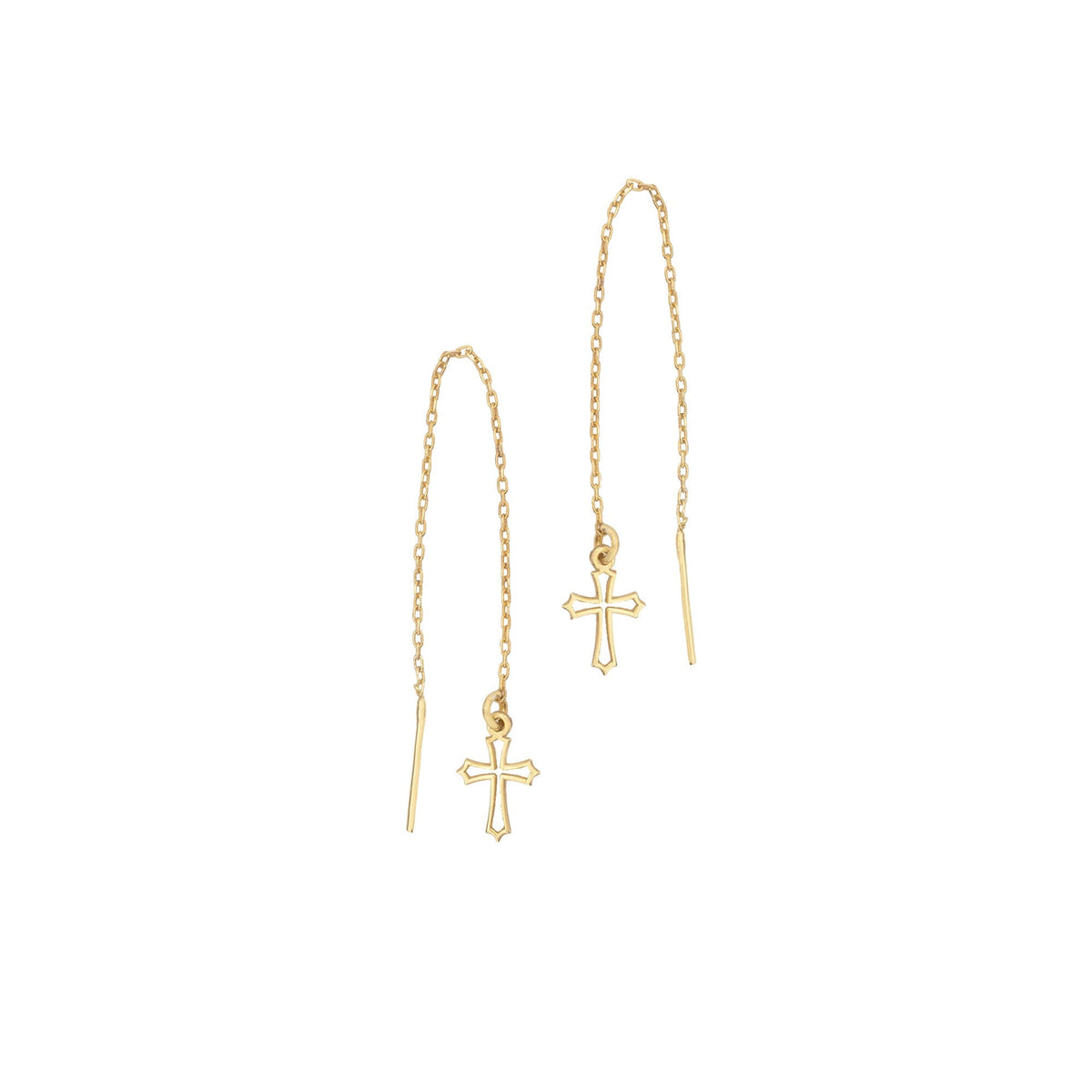 925 Sterling Silver Threader Hollow Cross Dangle Earrings