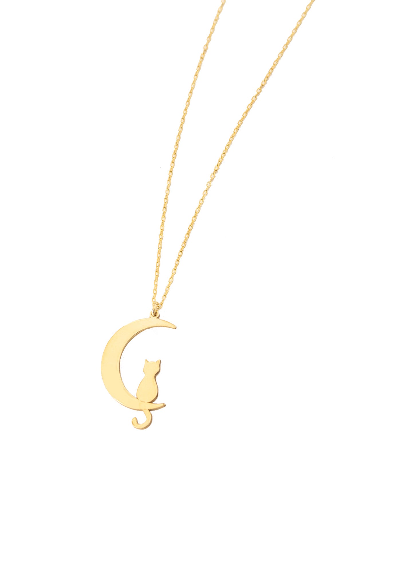 925 Sterling Silver Cat Moon Necklace