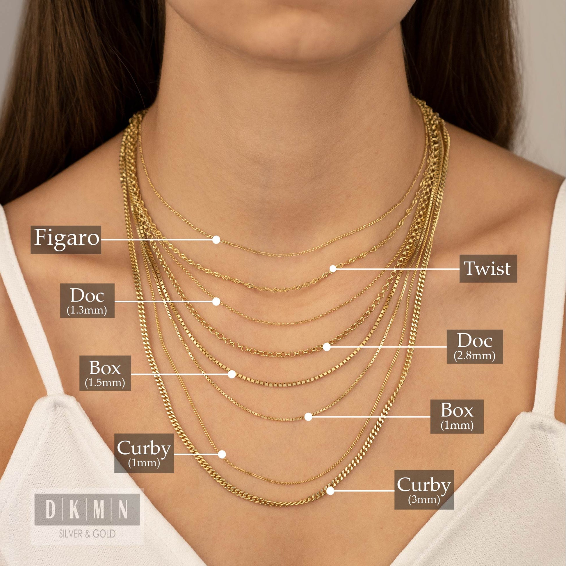 925 Sterling Silver 1mm/3mm Curb Chain Necklace