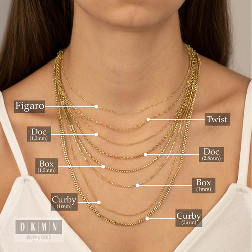 925 Sterling Silver 1mm/3mm Curb Chain Necklace