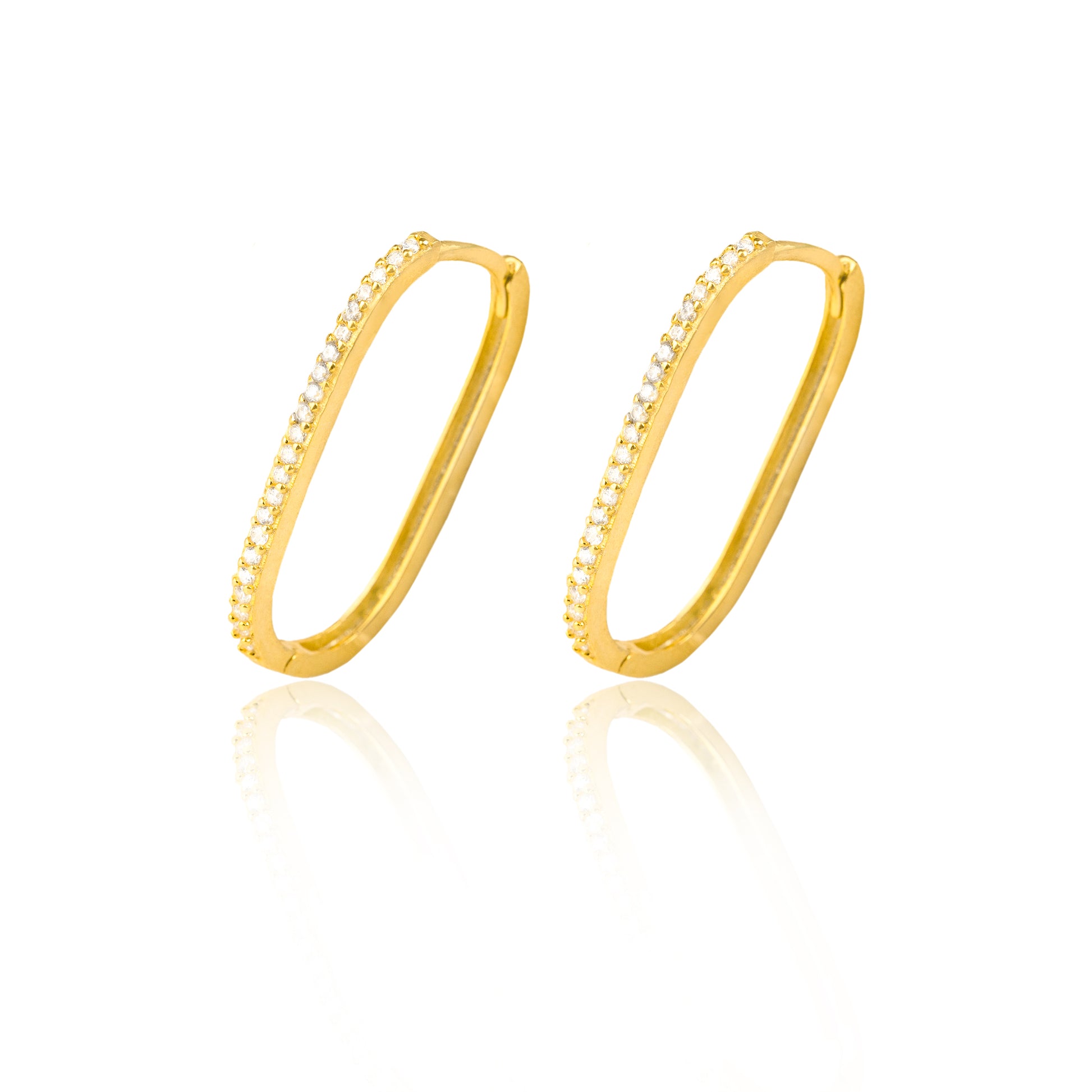 925 Sterling Silver Unique Diamond Rectangular Earrings