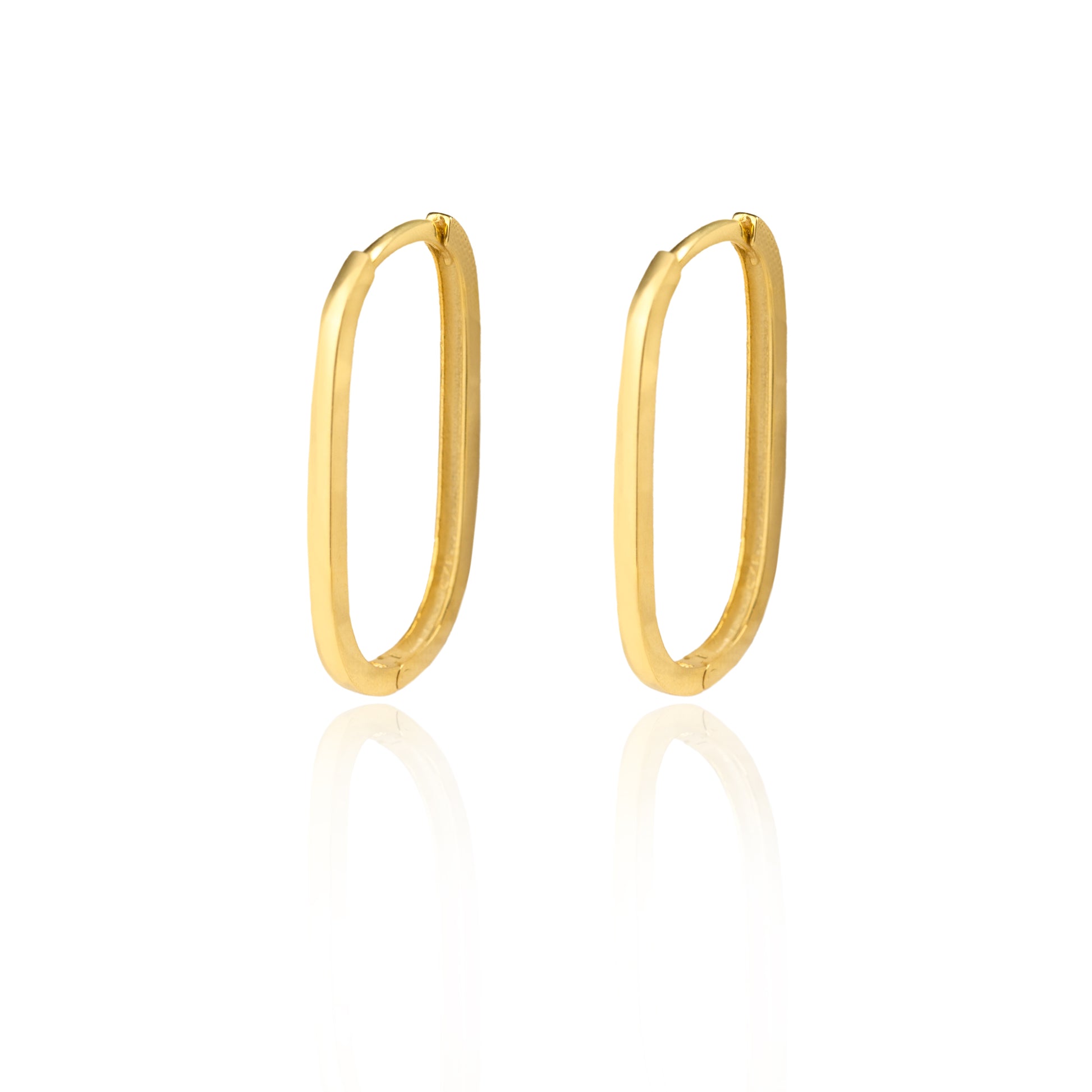 925 Sterling Silver Unique Oblong Hoop Earrings
