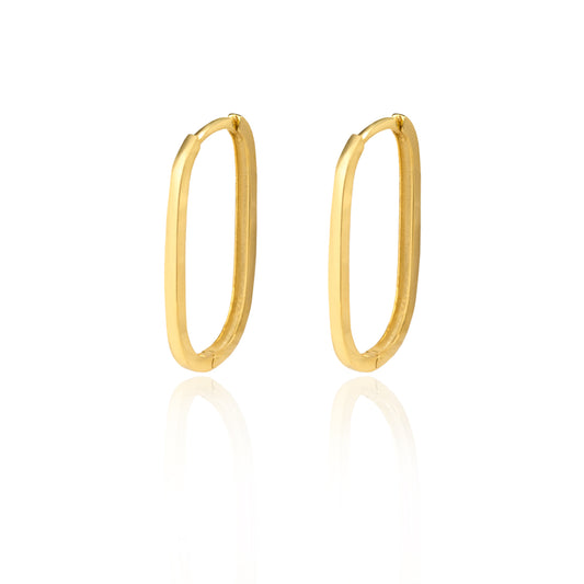 925 Sterling Silver Unique Oblong Hoop Earrings