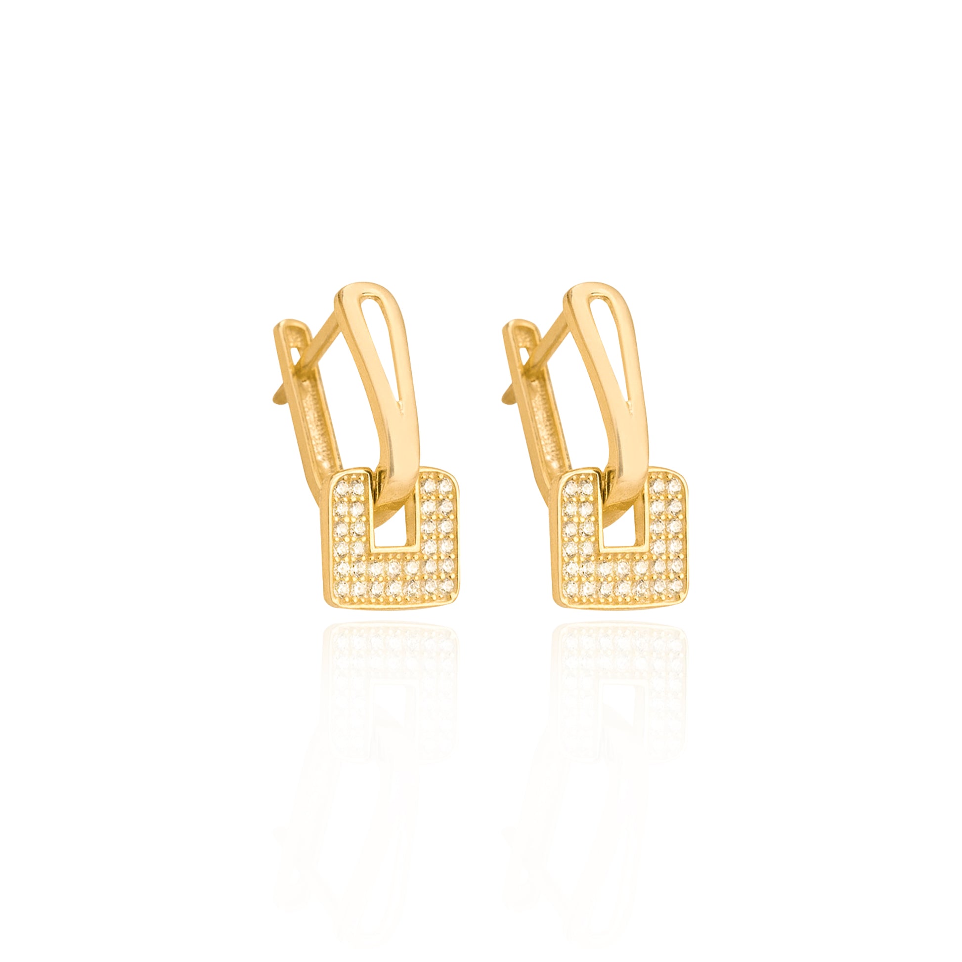 925 Sterling Silver Dainty Geometric Rectangle Earring