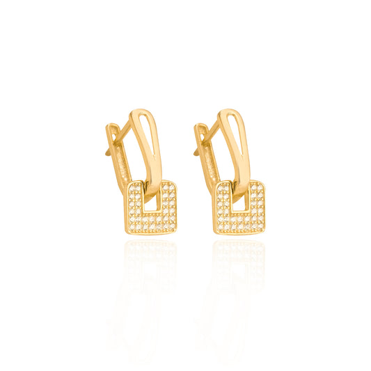 925 Sterling Silver Dainty Geometric Rectangle Earring
