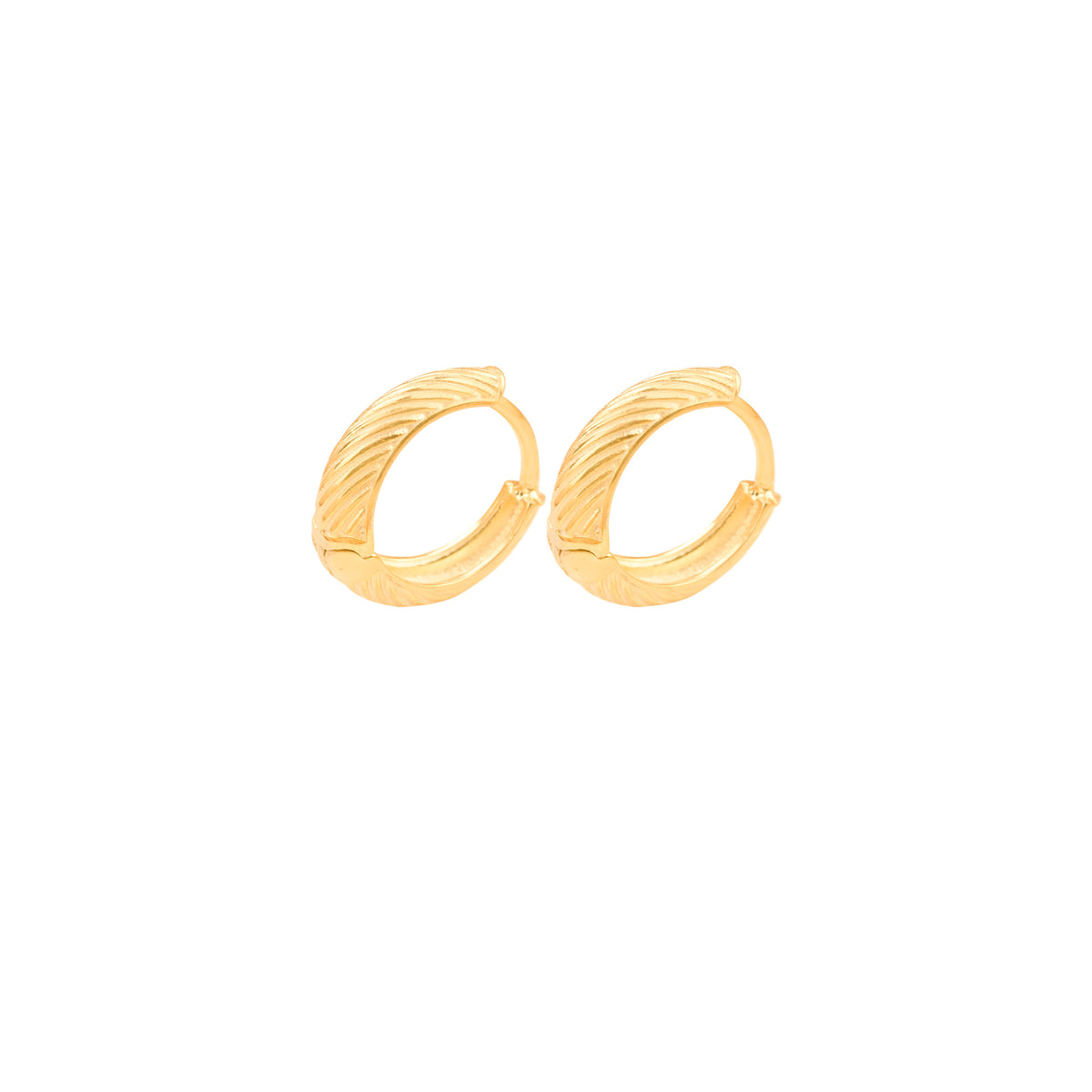 925 Sterling Silver Serrated Retro Huggie Hoop Earrings