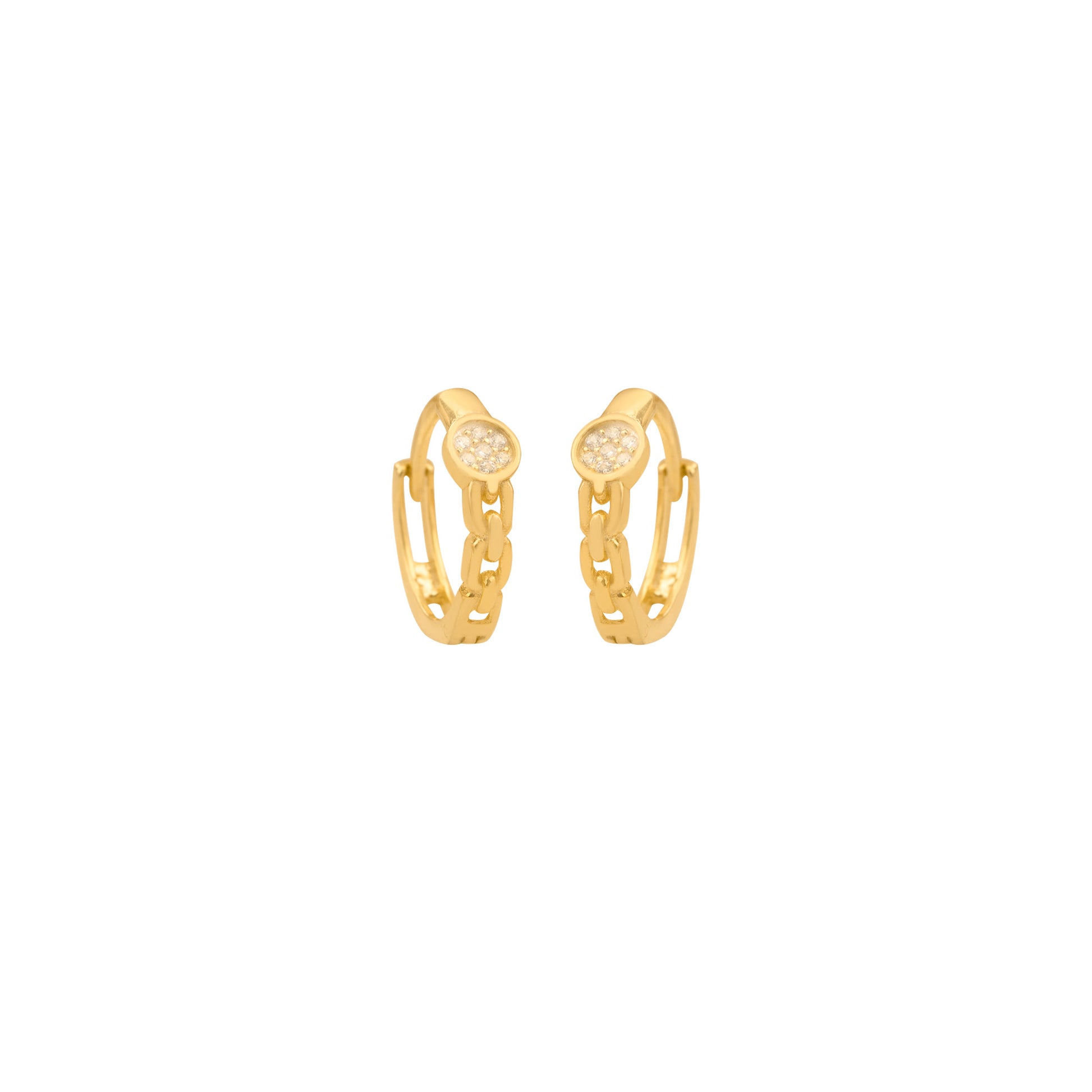 925 Sterling Silver Chain Hoop Diamond Ring Earring