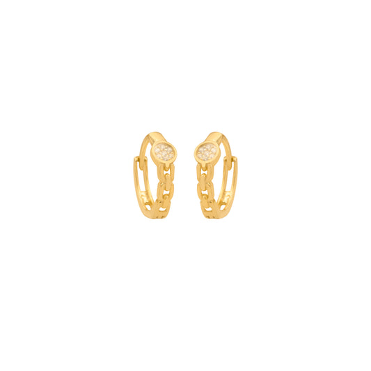 925 Sterling Silver Chain Hoop Diamond Ring Earring