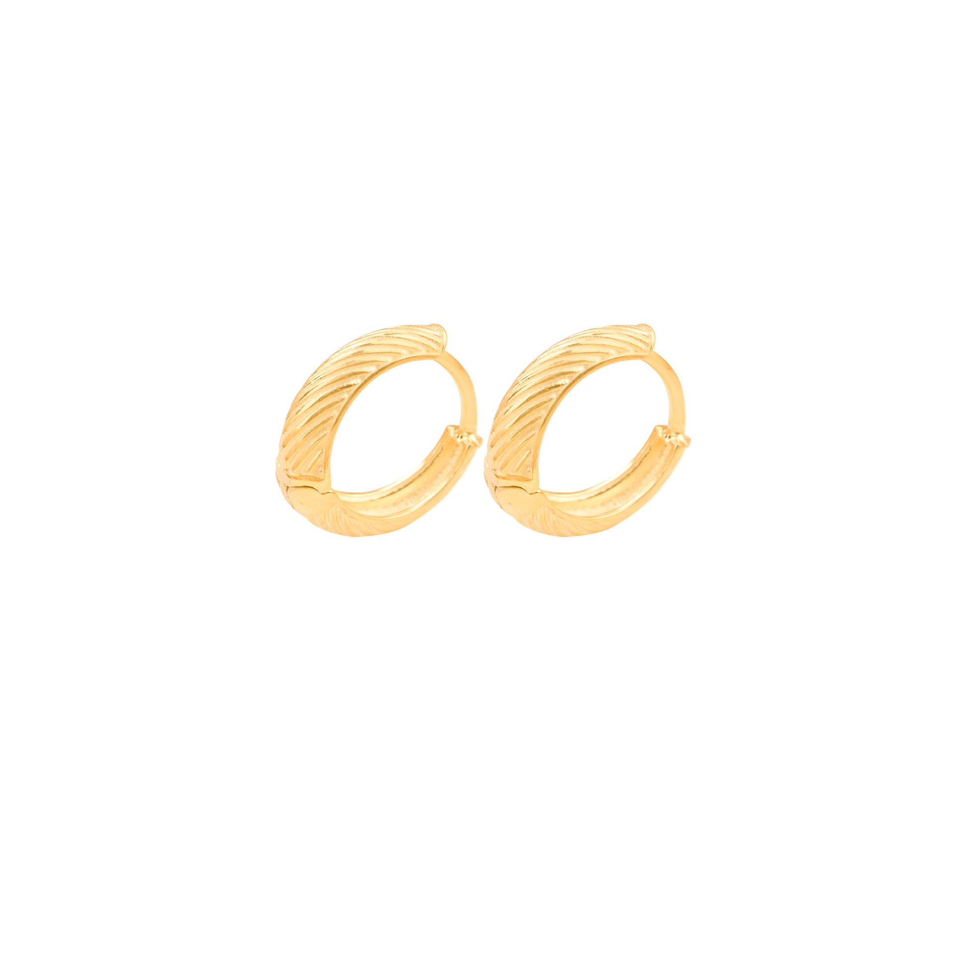 925 Sterling Silver Ribbed Link Hoops Earrings