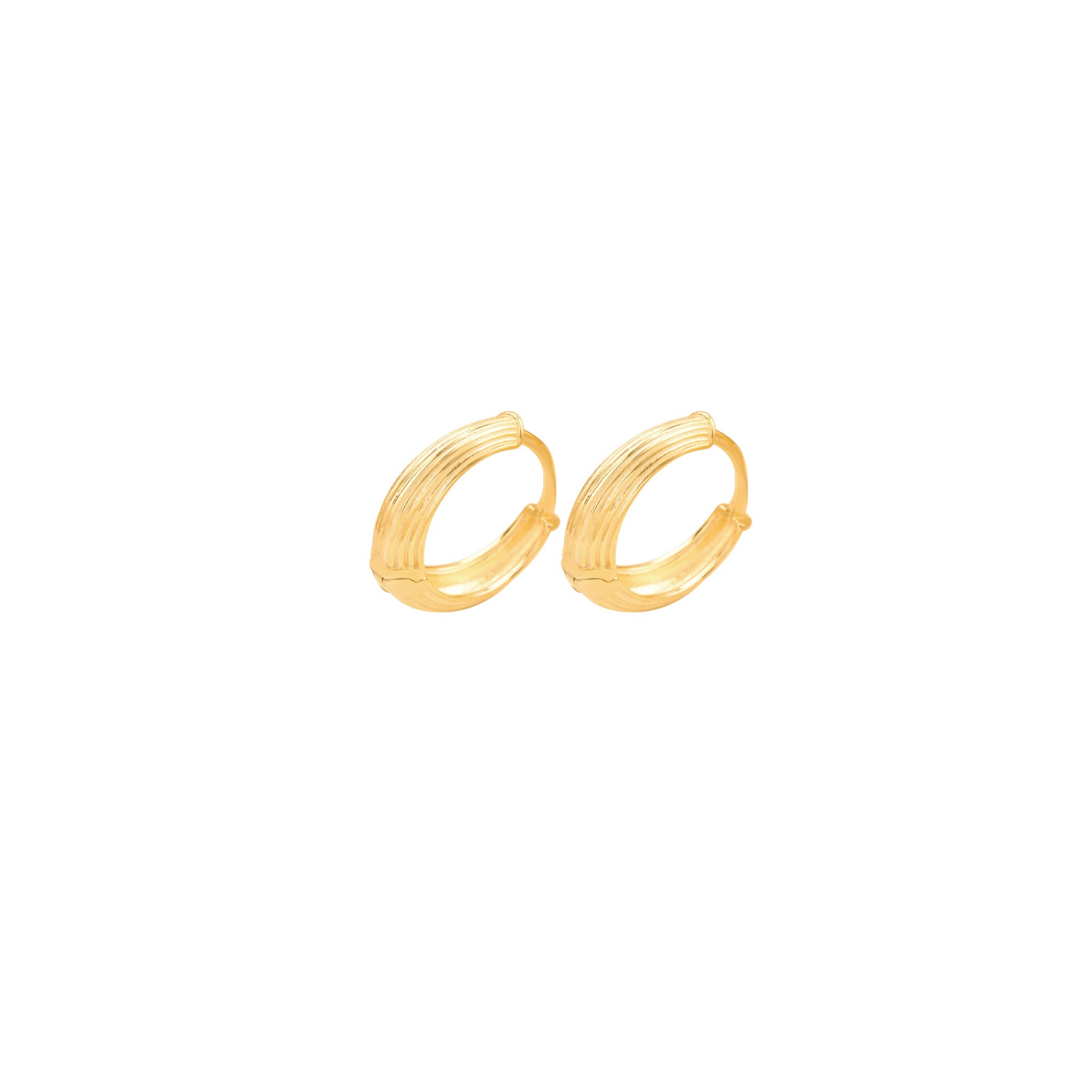 925 Sterling Silver Ribbed Link Huggie Hoops Earrings