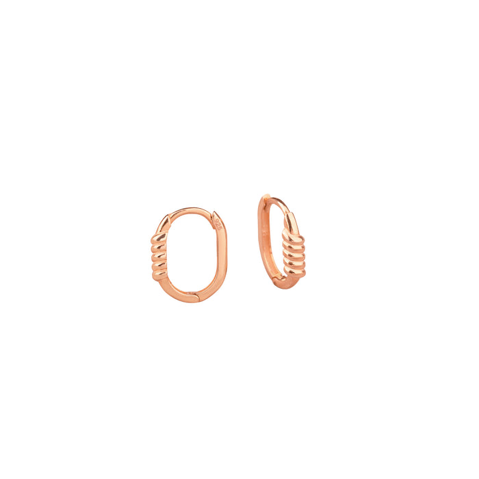 925 Sterling Silver Twisted Oblong Hoop Earrings