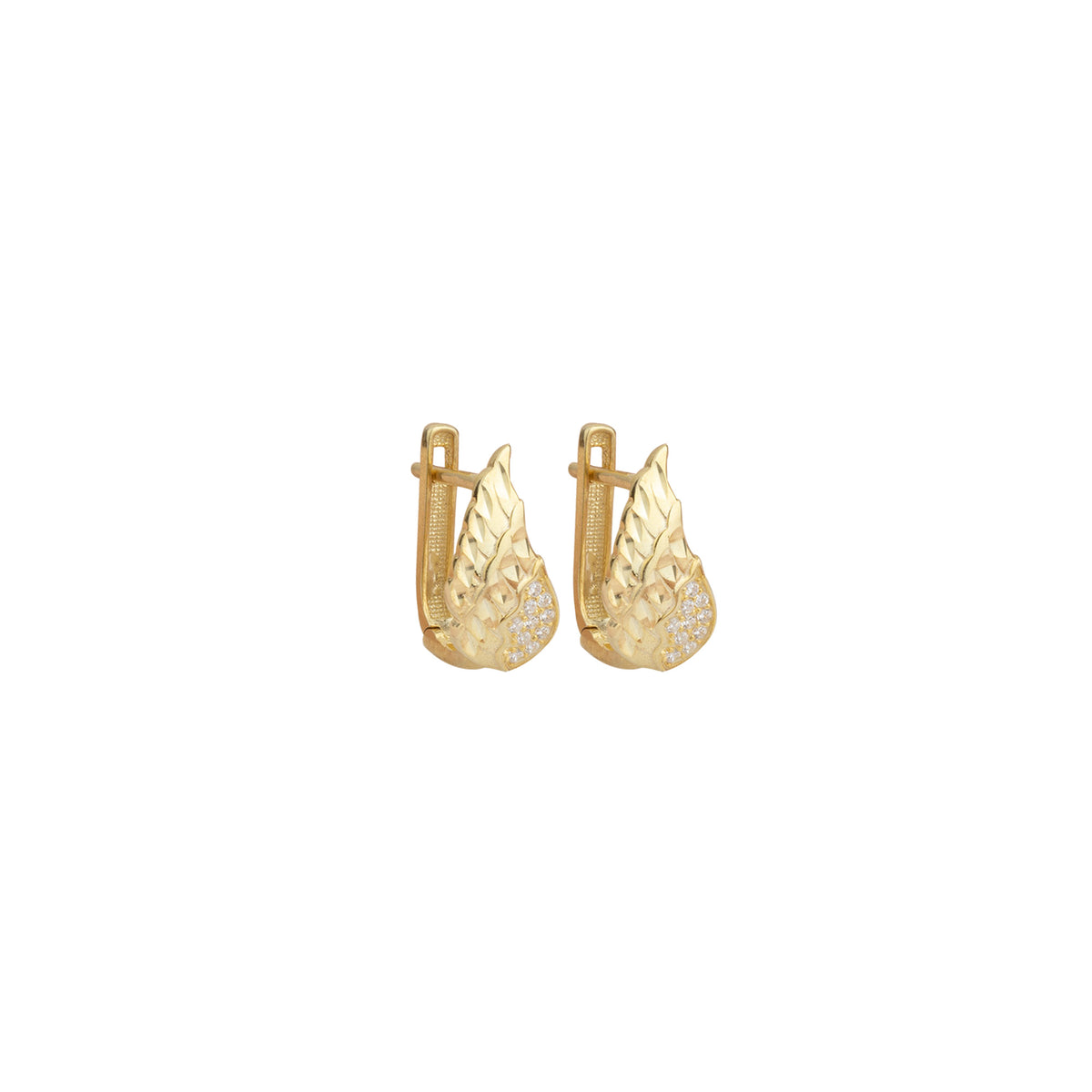 925 Sterling Silver Hammered Diamond Wings Earring