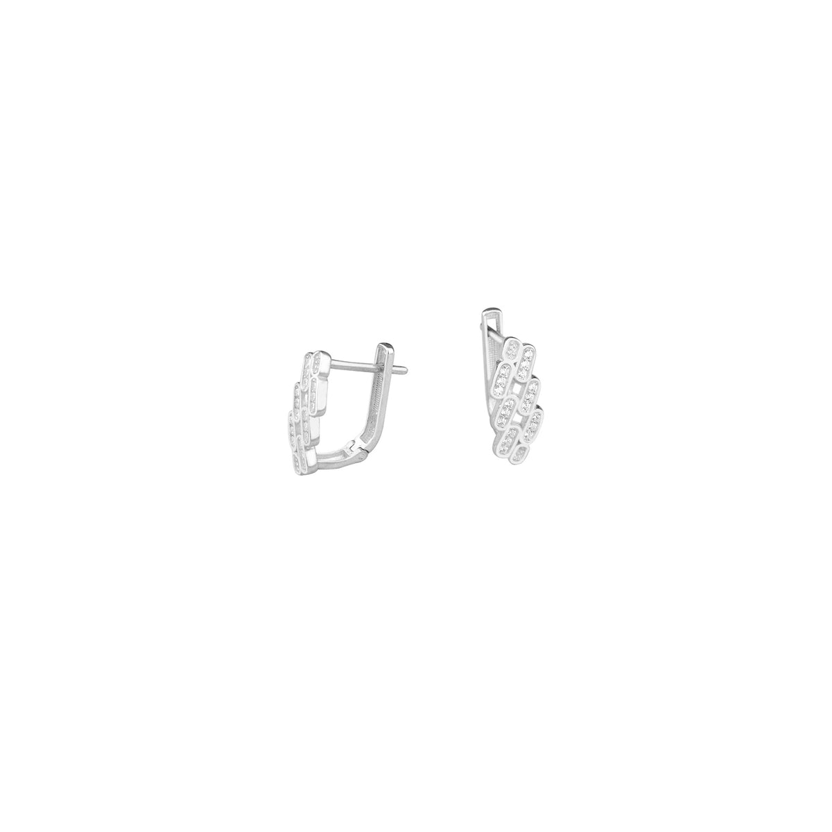 925 Sterling Silver Stripe Little Diamonds Earrings