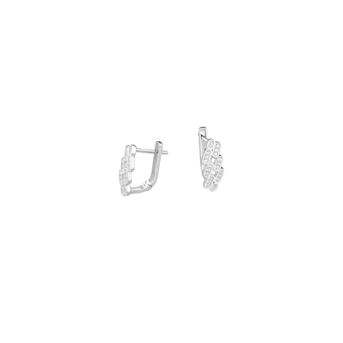 925 Sterling Silver Stripe Little Diamonds Earrings