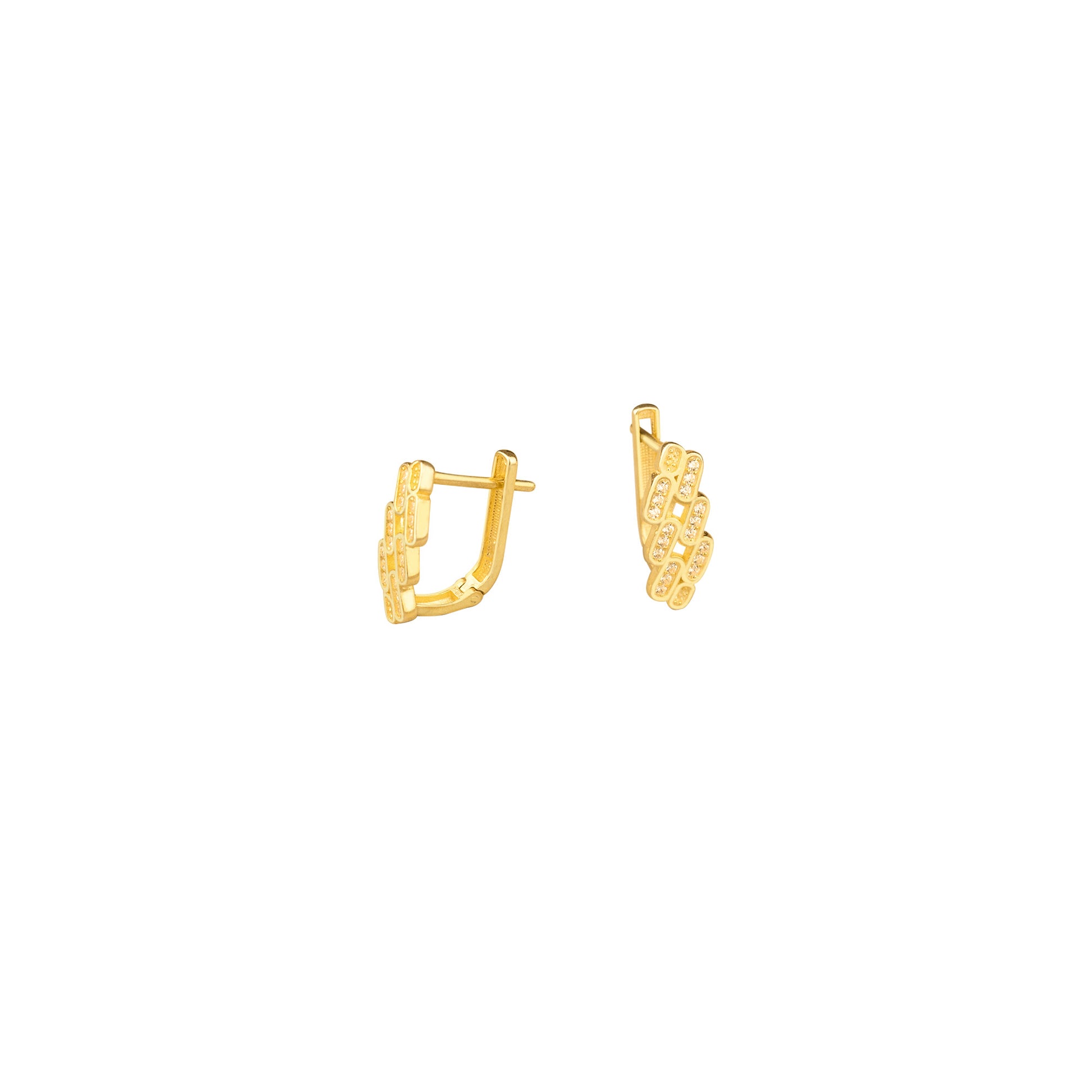 925 Sterling Silver Stripe Little Diamonds Earrings