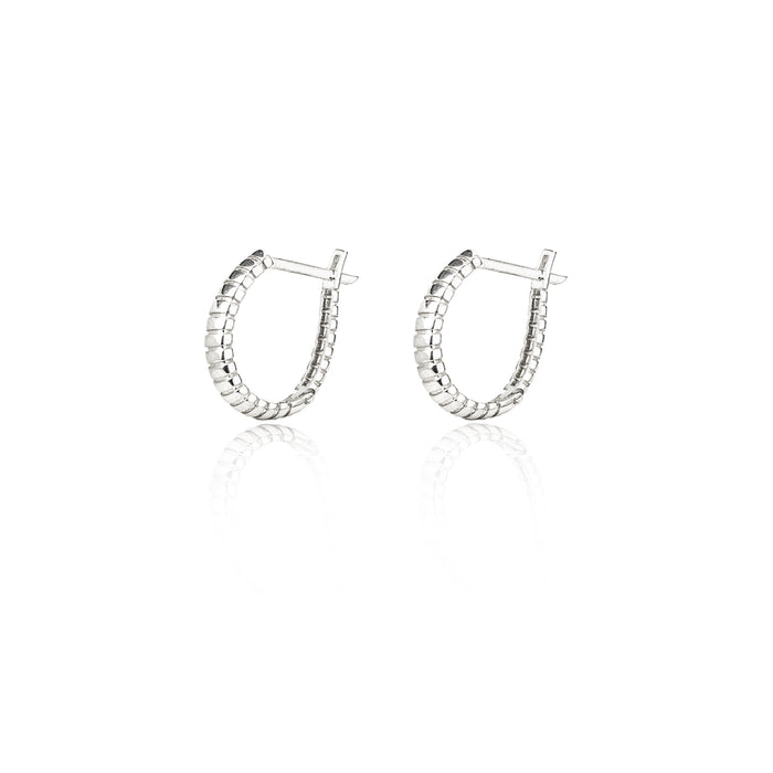 925 Sterling Silver Bead Retro Hoop Earrings