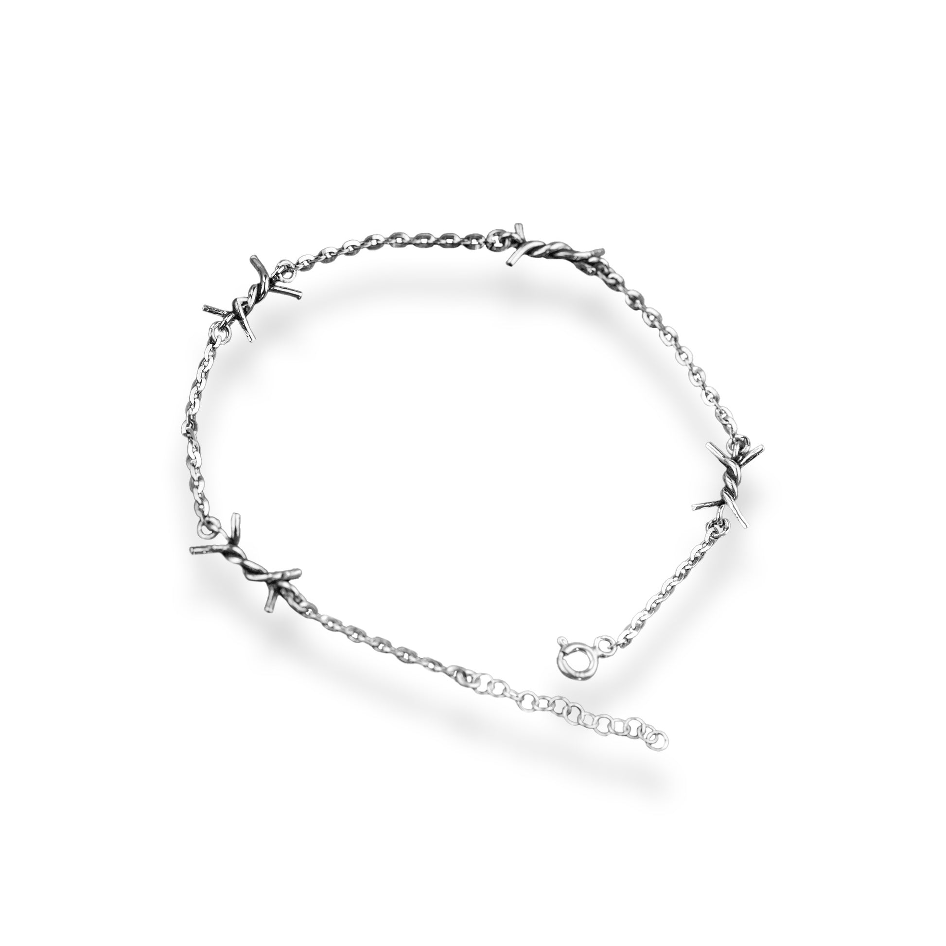 925 Sterling Silver Barbed Wire Spike Bracelet