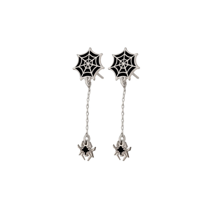 Enamel Spider Web Dangle and Drop Earrings - Halloween Earrings