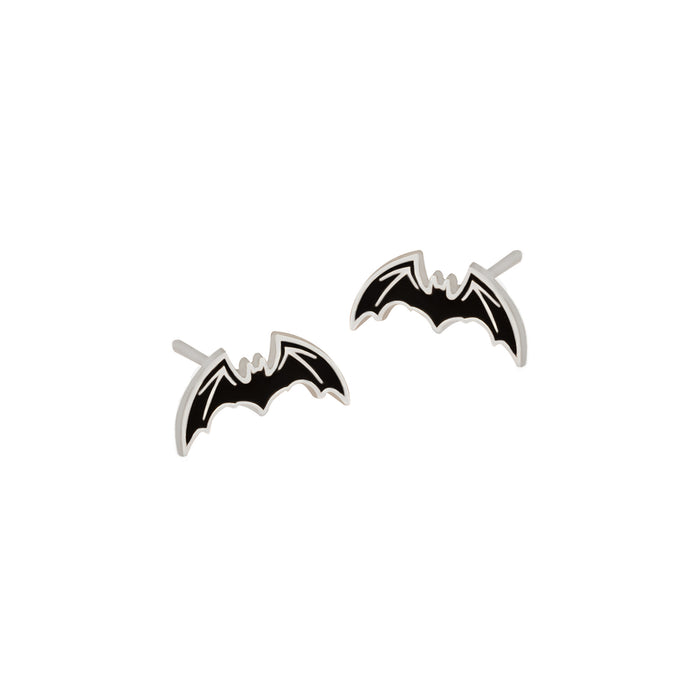 925 Sterling Silver Enamel Black Bat Earring - Halloween Gift