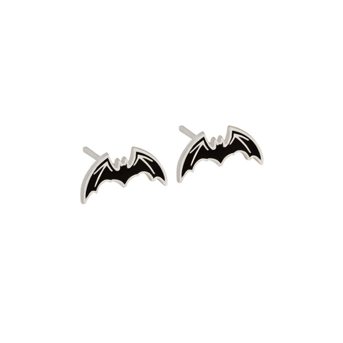 925 Sterling Silver Enamel Black Bat Earring - Halloween Gift