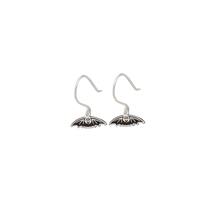 Dangle and Threader Tiny Black Bat Earring - Halloween Gift