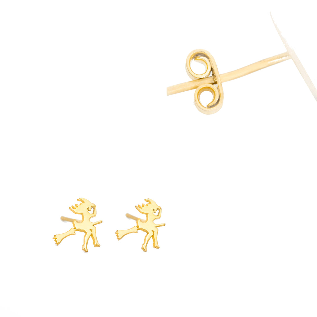 925 Sterling Silver Beautiful &amp; Ugly Witch Studs Earrings